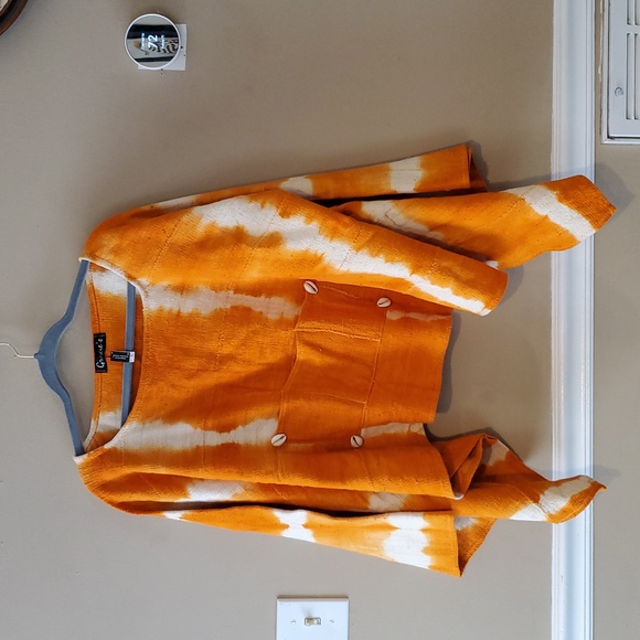 Gracie’s Hand Dyed Orange Tie Dye Hippie Boho Oversized Poncho OS NWT'S